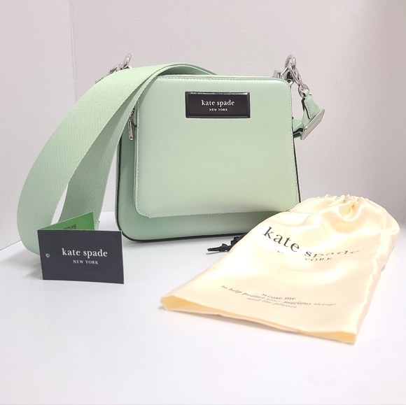 Kate Spade NY LABEL Smooth Leather 3-in-1 Crossbody Bag in Mint Green Pistachio - Picture 3 of 16
